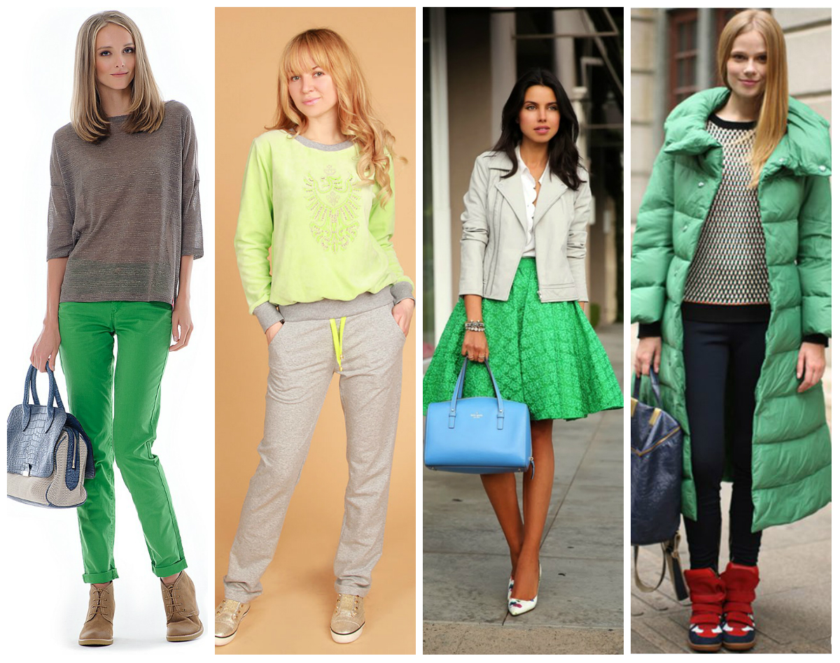 Цвет гармонирующий с зеленым. Сочетание с зеленым. Сочетание серого и зеленого в одежде. Сочетание зеленого в одежде. Сочетание зеленых оттенков в одежде.